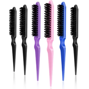 6 Pieces Nylon Teasing Hair Brushes Three Row Salon Teasing Brush Rat Tail Co... - Picture 1 of 12