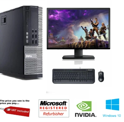 Fast Cheap Dell Fortnite Gaming Quad Core i5 Desktop PC Computer Win10 Nvidia - Image 1 of 4