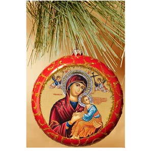 Jungfrau der Leidenschaften ROT religiöse Weihnachtsikone Ornament byzantinische Ikone 4 3/4" - Bild 1 von 1