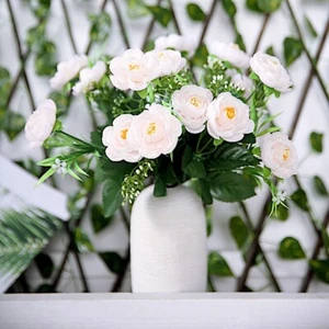BLUSH 4 Bushes 12" ARTIFICIAL SILK Peony FLOWERS Bouquets Wedding Party Supplies - Picture 1 of 8