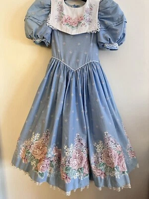 VINTAGE DAISY KINGDOM Girls Dress Size 8 Roses LilacsTea Length Factory Made EUC - Image 1 of 4