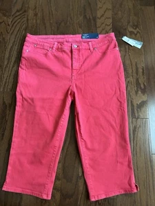 New W Tags Talbots Pedal Pusher Denim Pants Capri 14 Stretch Straight Leg Coral - Picture 1 of 3