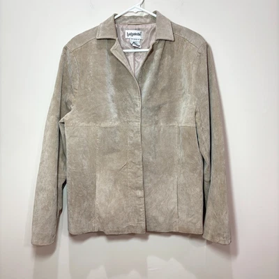 VTG Bagatelle Suede Leather Jacket Tan Khaki Women XL Retro Boho Western - Image 1 of 4