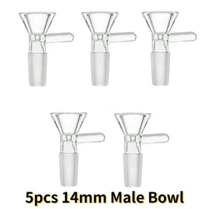 5pcs/set 14MM Male Clear Glass Bowl For Smoking Bong Water Pipe Accessories US - Picture 1 of 3