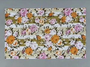 Vintage Floral Pillowcase Single Standard Green Pink Orange Flowers 70’s MCM - Picture 1 of 17