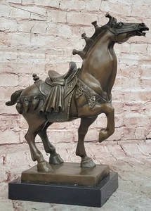 14" China Chinese Bronze Zodiac Year Tang stand Horse Fengshui Statue Art Sale - Picture 1 of 10