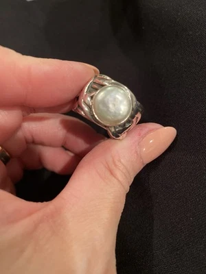 Silpada 925 Sterling Silver Weave Pearl Mermaid Ring HTF Size 8 R1542 - Image 1 of 4