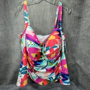 Traje de baño Liz Claiborne Tankini Top para mujer 24W multicolor Kingston Gardens floral - Imagen 1 de 14