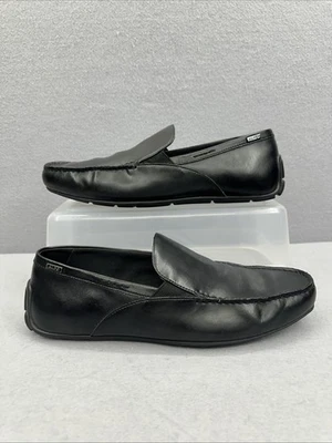 Mocassim masculino Aldo Leibelt sapatos de condução 10,5 couro preto biqueira slip on - Imagem 1 de 4