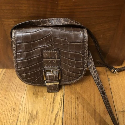 Bolso Michael Kors Sillín Cuero Cocodrilo, Marrón Oscuro, Bandolera Foto 1 de 4
