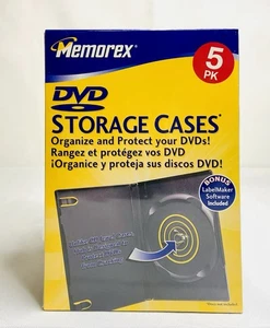 Memorex DVD Storage Cases (5-Pack) New in Package w/Labelmaker software included - Afbeelding 1 van 3