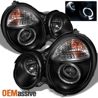 Se adapta a faros proyectores halo dobles negros para Benz W210 Clase E 1996-1999 Foto 1 de 2