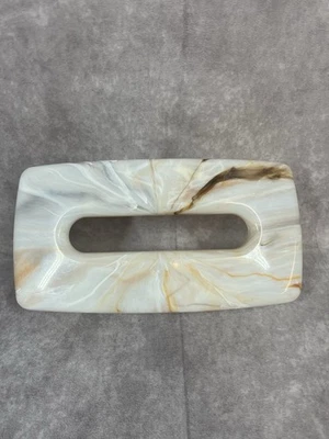 Cubierta de caja de pañuelos retro vintage marrón y blanco mármol plástico duro rectangular Foto 1 de 4
