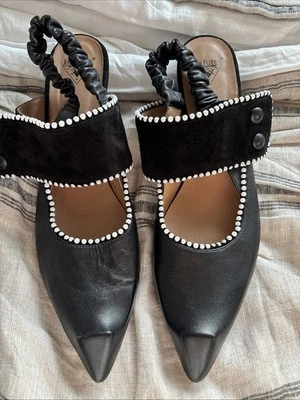 John Fluevog Elegante Marino Cuero Negro Mary Jane Talla 11 Oscuro Romántico Foto 1 de 4