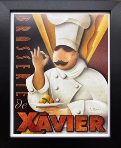 Michael L. Kungl "Brasserie de Xavier" Plate Signed FRAMED Chef Art Print New - Picture 1 of 3