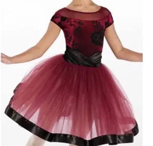 Ballet Costume Multicolor Adult Medium Weissman Burgundy & Black EUC - Picture 1 of 5