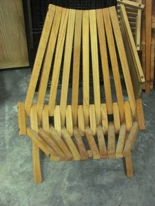 Vintage MCM Folding Slat Wood Kentucky Stick Chair - Picture 1 of 13