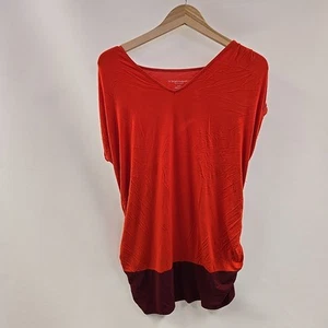 Liz Lange Maternity Top Womens Medium Red Short Sleeve V-Neck T-Shirt Top - Picture 1 of 7