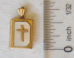 Antiguo medallón bíblico con oración del Señor dentro relleno de oro 12k D7783 - Imagen 1 de 4