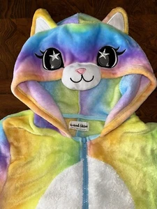 Gattino Gatto Adulto Med. Tuta con cappuccio e zip in pile colori arcobaleno pigiama costume anime - Foto 1 di 7