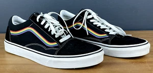 Vans Shoes Old Skool Pride Unisex US Mens 11 Womens 12.5 Black Rainbow Stripes - Picture 1 of 8