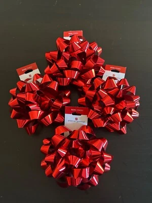 American Greetings Red Gift Bow Set Of 4 - Holiday Christmas Valentine 4 Inches - Image 1 of 4