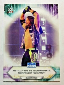 2021 Topps WWE #85 AJ Styles Wins the Intercontinental Championship card - Picture 1 of 2