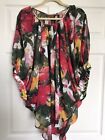 Lane Bryant ICON Multicolor Red Green Floral Batwing Blouse Size 20 GORGEOUS!