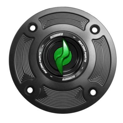 Accossato green aluminum fuel tank cap quick release Suzuki GSXR1000 2001-2002 - Imagem 1 de 4