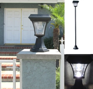 Solar Fence Gate Post Lamp Outdoor Aluminum Light Ultra Bright With 4 LEDs  - Picture 1 of 3
