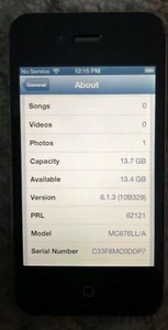 iPhone 4 Black (Verizon) A1349 16GB CDMA Fast Ship Very Good Used IOS 6.1.3 - Afbeelding 1 van 2