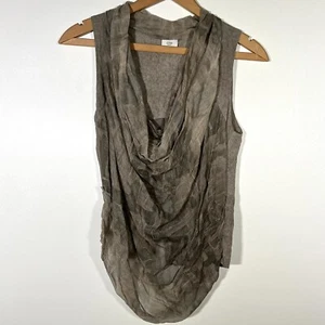 Crea Concept Medium Linen Blouse Sleeveless Cowl Neck Gray Sheer Front EU 40 - Bild 1 von 7