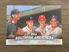 2001 Topps Combos Southpaw Greatness Johnson Spahn Carlton Koufax #TC17 (C)