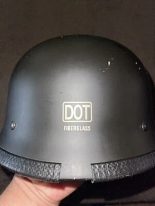 Classic DOT German Style Motorcycle Half Helmet XL Matte Black Solid Condition - Picture 1 of 8
