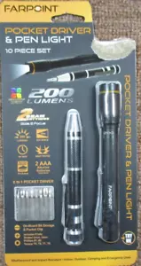 Farpoint 200 Lumens Pen Light & Pocket Driver 10 Piece AAA Batteries Included - Picture 1 of 4