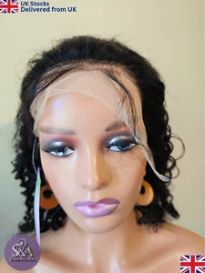 13x4 brazilian curly human hair wig180density 18inches3D transparent lace front - Picture 1 of 10