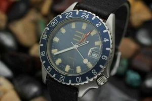 Vintage Swiss Made 30 ATM Quartz GMT Diver 503.305 Stainless Steel Diver's Watch - Picture 1 of 5