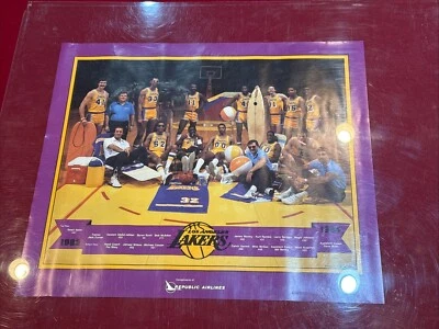 RARE 1983-84 Los Angeles Lakers Republic Airlines SGA 17x20 Team Poster, COOL! - Image 1 of 4