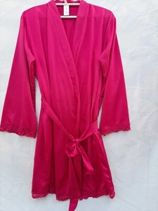 Rhonda Shear robe tie front Large satin lace pink - Picture 1 of 4