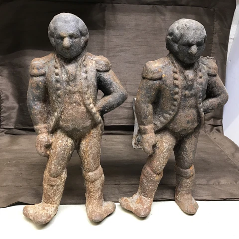 Vintage Metalcrafters George Washington Cast Iron Andirons Fireplace Firedogs Cover