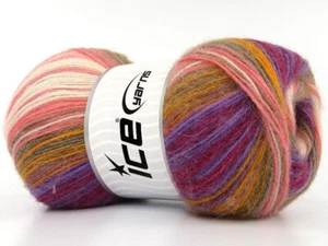 4-Skein Lot Angora Active Yarn Fine 4x100g/500m Camel Lilac Burgundy Gold Lilac - Picture 1 of 4