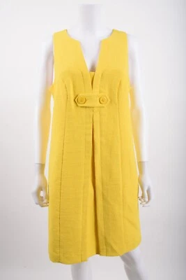 Vestido Trina Turk Mujer Antorcha Cambio Talla 10 Amarillo Limón Plisado Sin Mangas Nuevo con Etiquetas Foto 1 de 4