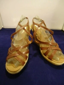 NY&Comp. Wedge Ankle Strap Sandals Brown Size 8 - Picture 1 of 6