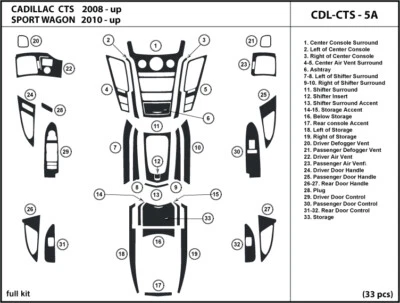 Kit de molduras de tablero de fibra de carbono real interior para sedán Cadillac CTS 2008-2013 Foto 1 de 4