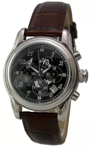 Walt DISNEY Dagobert Duck reloj cronógrafo nuevo cuero marrón rareza pieza de coleccionista - Imagen 1 de 1