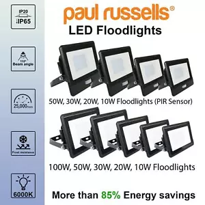 LED Floodlight Motion Sensor 10W-100W Security Outdoor PIR Flood Light Garden - Picture 1 of 21