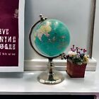 Decorative World Globe Desk Decor Tabletop Display Teal 11.5” tall