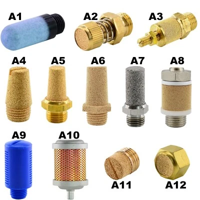 FITTINGTEILE Schalldämpfer Drosselschalldämpfer Druckluft Sinterbronze Messing Edelstahl