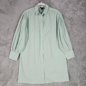 J. Crew Shirt Dress Womens Size XS Pastel Mint Oversized Button Up Puff Sleeve - Picture 1 of 8