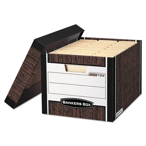 Bankers Box R-KIVE Max Storage Box Letter/Legal Locking Lid Woodgrain 12/Carton - Picture 1 of 4